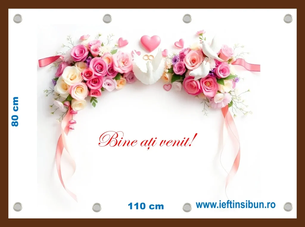 Banner personalizat Bine ati venit Nunta utilizare interior și exterior.